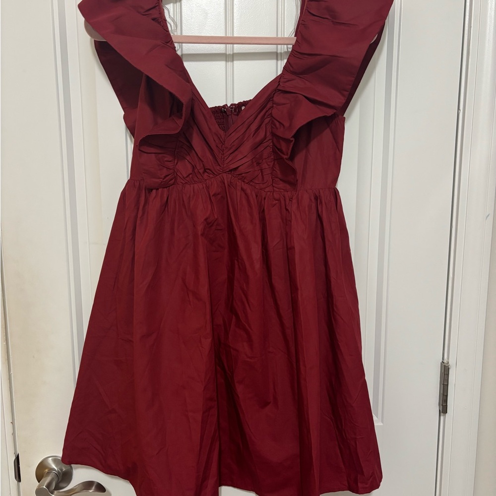Elegant Burgundy Ruffle Dress